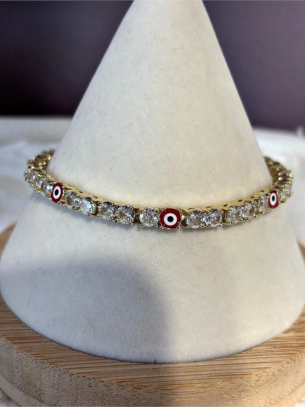 Gold Filled Crystal Evil Eye Bracelet